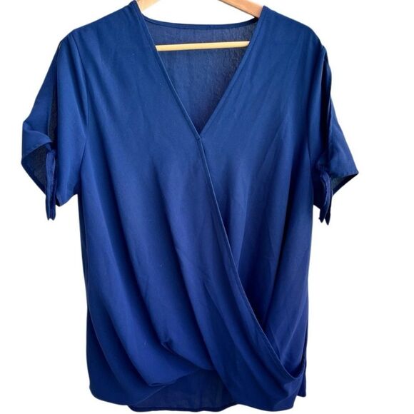 Navy blue chiffon-style blouse by Hotapei XL - Picture 4 of 8